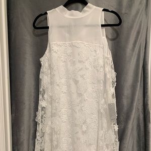 White A-Line mini  lace halter dress. NWT never worn